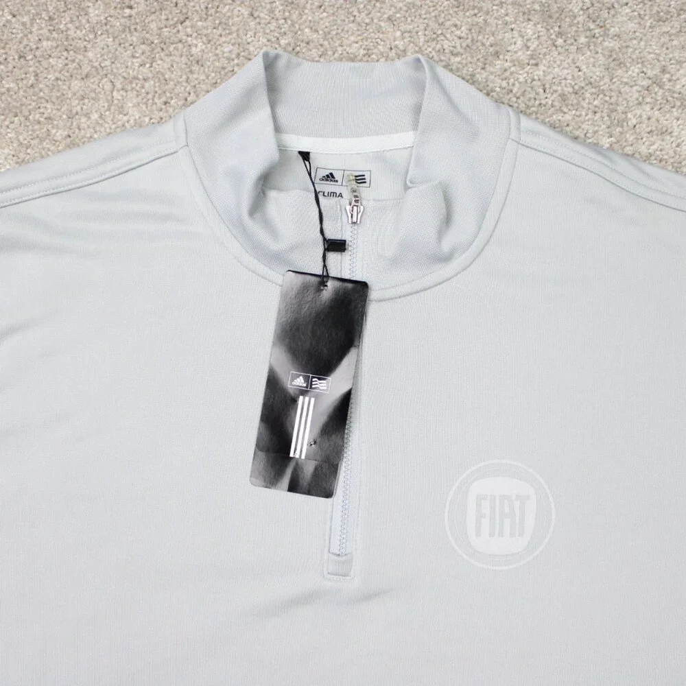 Adidas Sweatshirt NWT Mens 2XL XXL Gray ClimaLite‎ 1/4 Zip Pullover FIAT Logo